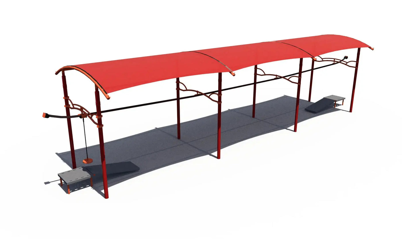 Zip Track Installation 3-Bay Shaded Zip Track - A2-2445-SRP-3B Zip Line Playgrounds Etc
