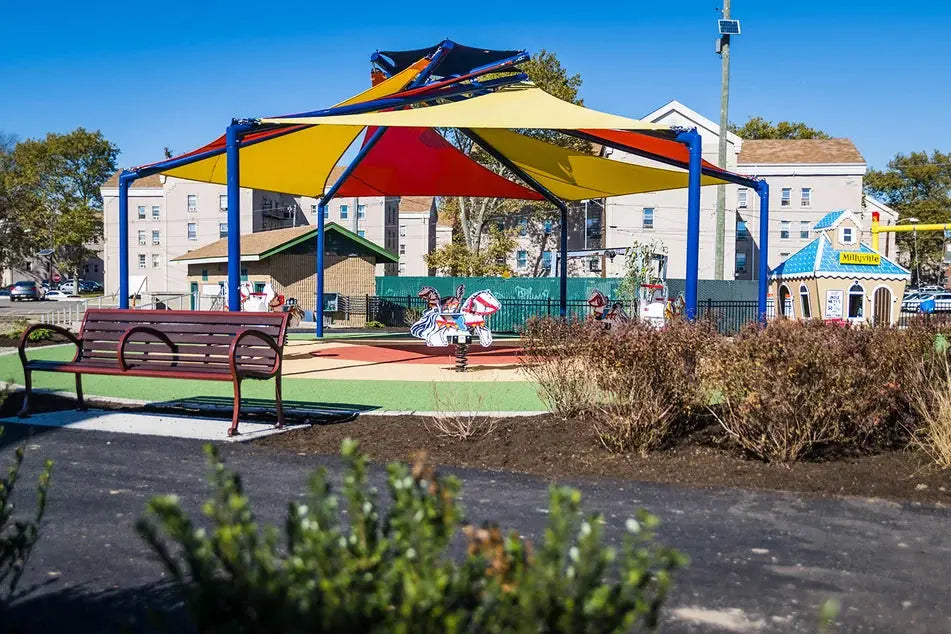 Hexagon Pinwheel Sail Shades - Commercial Shade Structures  Sail Shades Playgrounds Etc