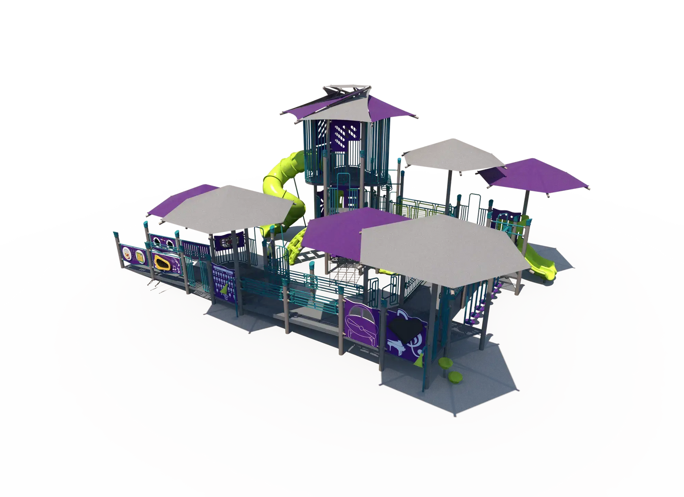 Inclusive Tower Playground with Integrated Shade - – Playgrounds Etc