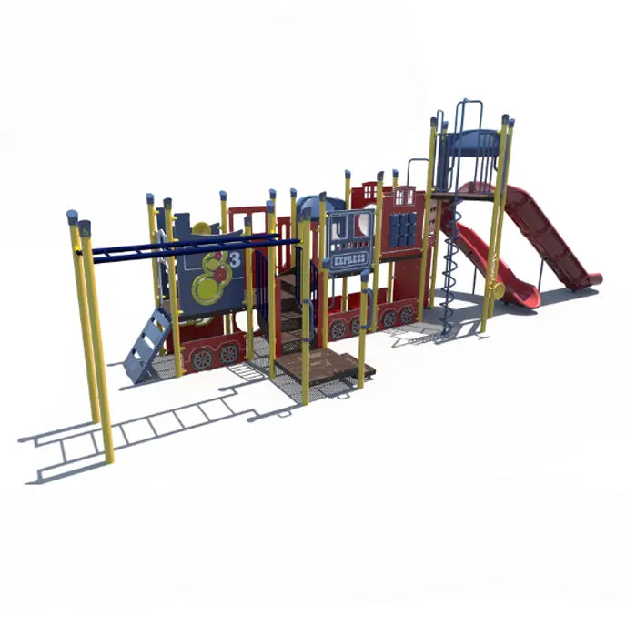 Iron Rails Train Themed Economy Outdoor Playground for Big Kids - FX3-TRN512-001  Big Kids Playground Playgrounds Etc