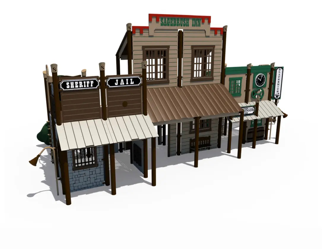 Wild West Junction Western Town Themed Outdoor Playground  Big Kids Playground Playgrounds Etc