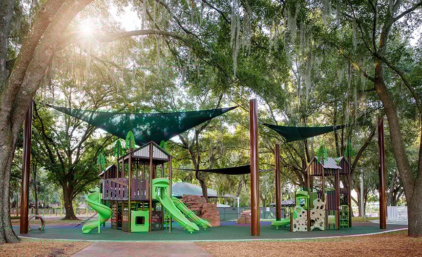 Multiple Sail Shades - Commercial Shade Structures  Cantilever Shades Playgrounds Etc